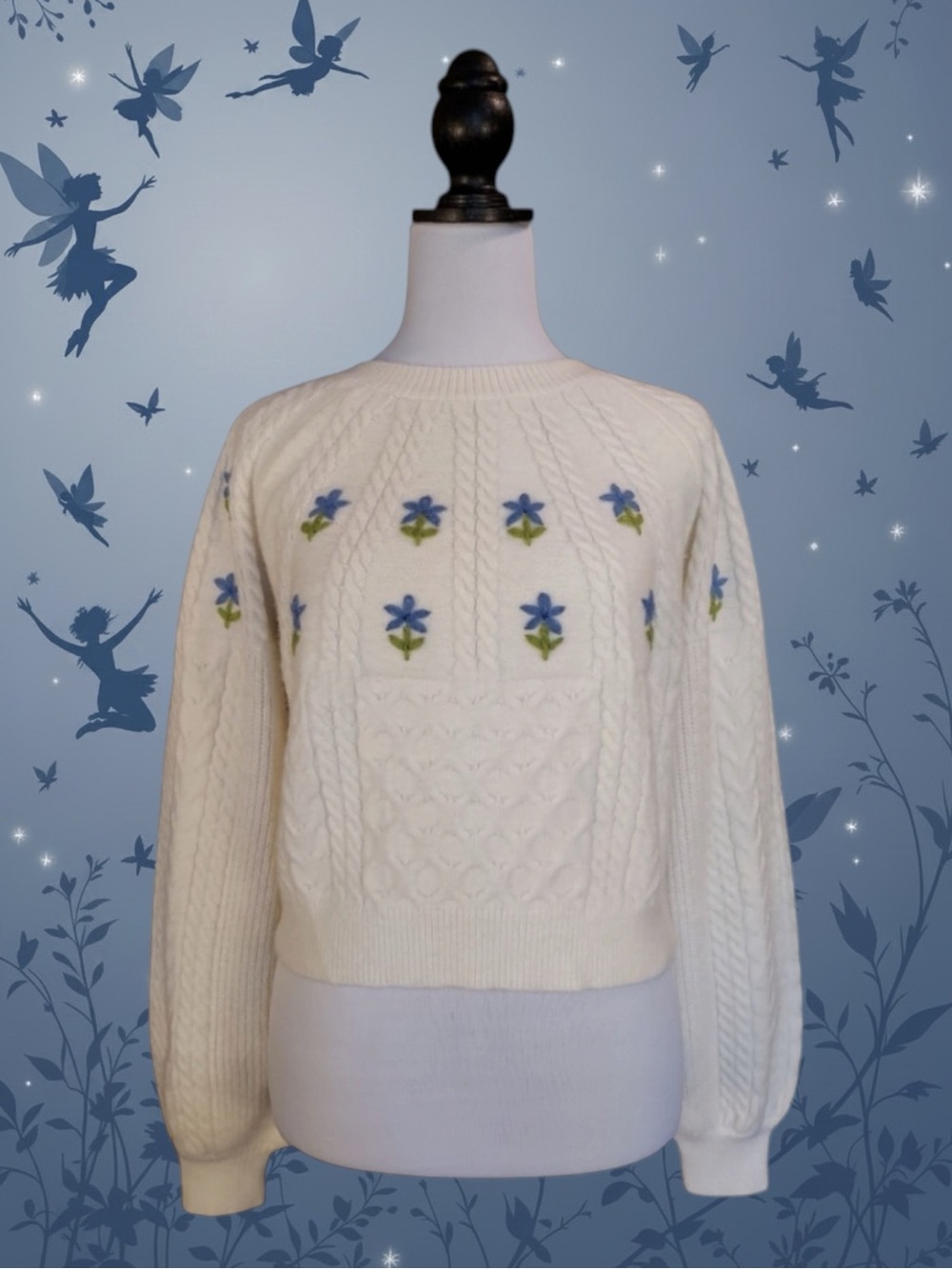 Cider Retro Fairycore Coquette Cottagecore Grandmacore  Knit Floral Sweater XL